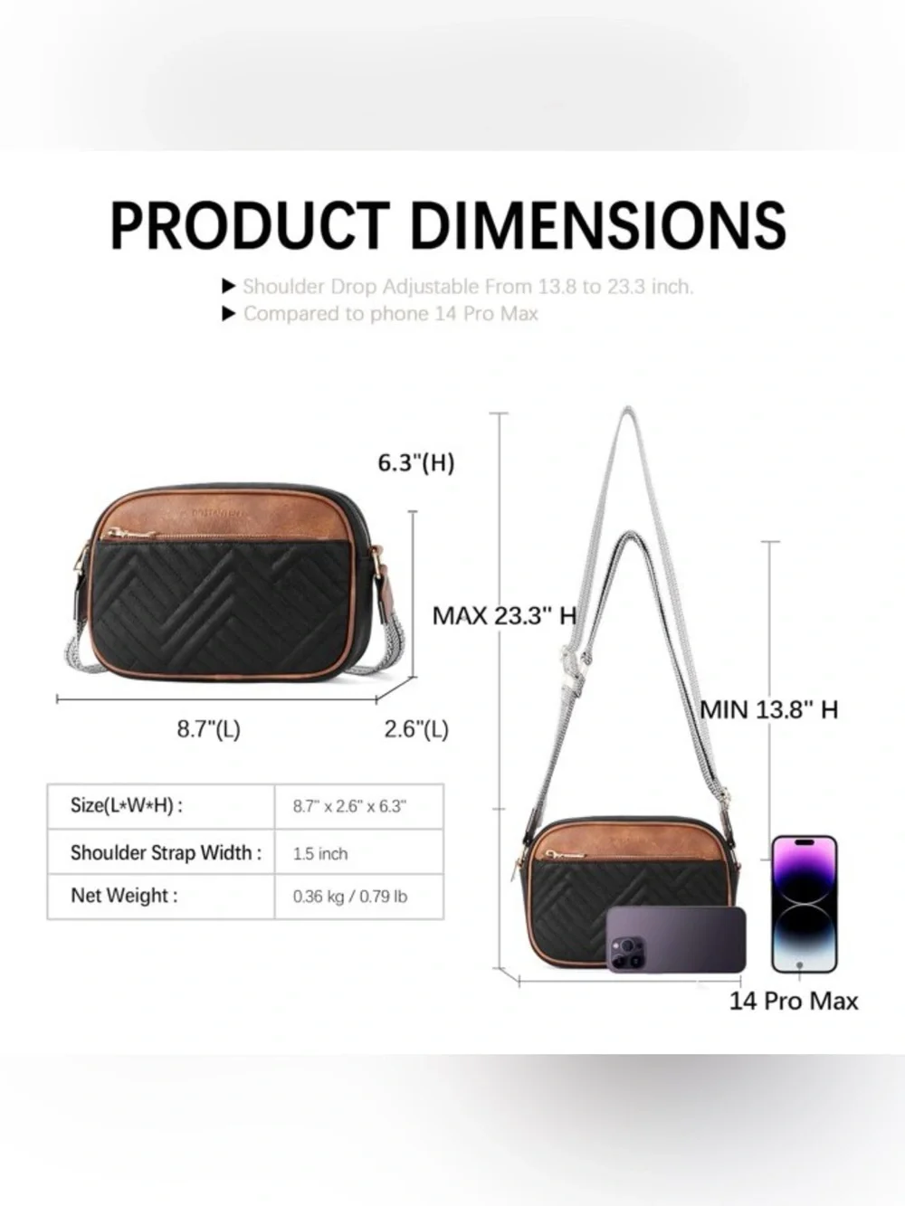 BOSTANTEN Quilted Crossbody Bag Vegan Leather Travel Resortwear Boho Festival - Picture 3 of 13
